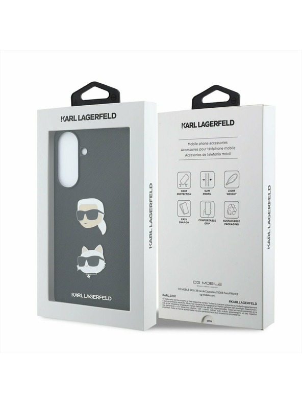 Karl Lagerfeld Karl Lagerfeld Liquid Silicone Metal Karl and Choupette Hátsó Tok Samsung Galaxy A57-hez Black