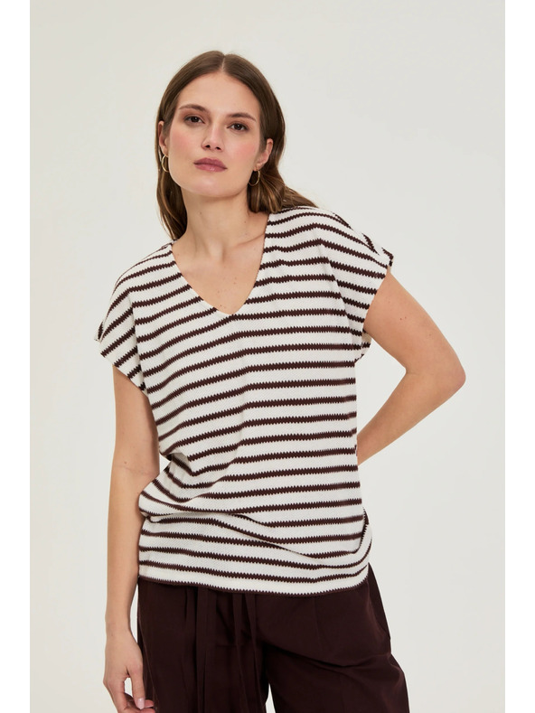 Moodo Beige Striped Blouse Moodo