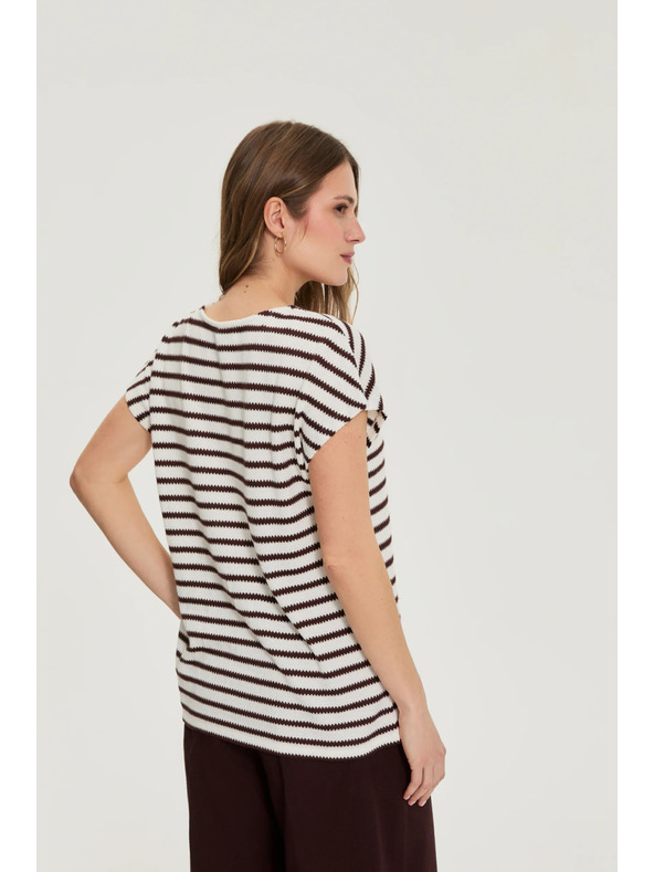 Moodo Beige Striped Blouse Moodo