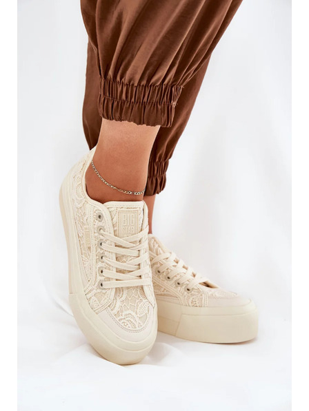 BIG STAR SHOES Női csipkés tornacipő Big Star – bézs
