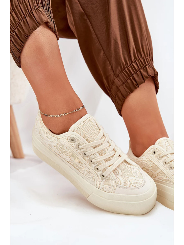 BIG STAR SHOES Női csipkés tornacipő Big Star – bézs