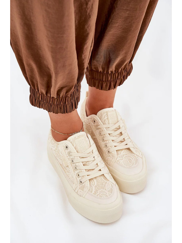 BIG STAR SHOES Női csipkés tornacipő Big Star – bézs