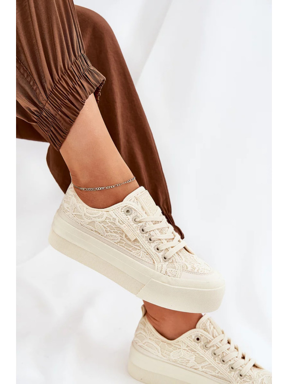 BIG STAR SHOES Női csipkés tornacipő Big Star – bézs