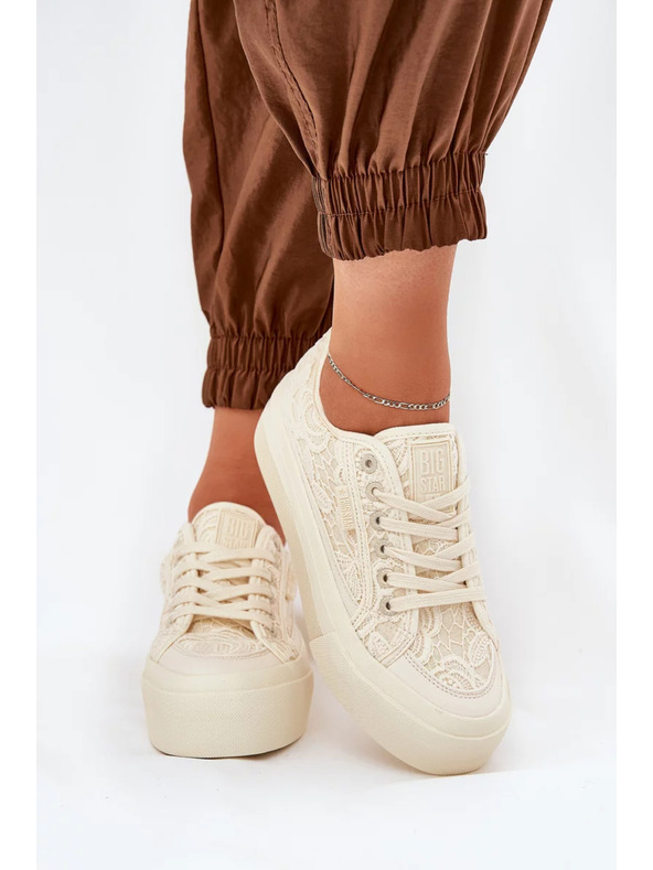 BIG STAR SHOES Női csipkés tornacipő Big Star – bézs