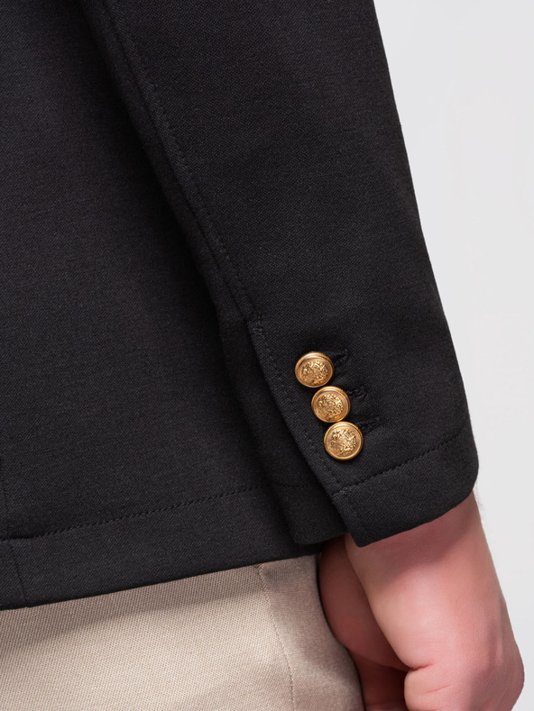 Ombre Clothing Férfi klasszikus slim fit szabású blazer arany gombokkal és Heritage emblémával - fekete V2 OM-BLZB-0166 Ombre Clothing