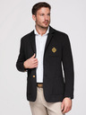 Ombre Clothing Férfi klasszikus slim fit szabású blazer arany gombokkal és Heritage emblémával - fekete V2 OM-BLZB-0166 Ombre Clothing