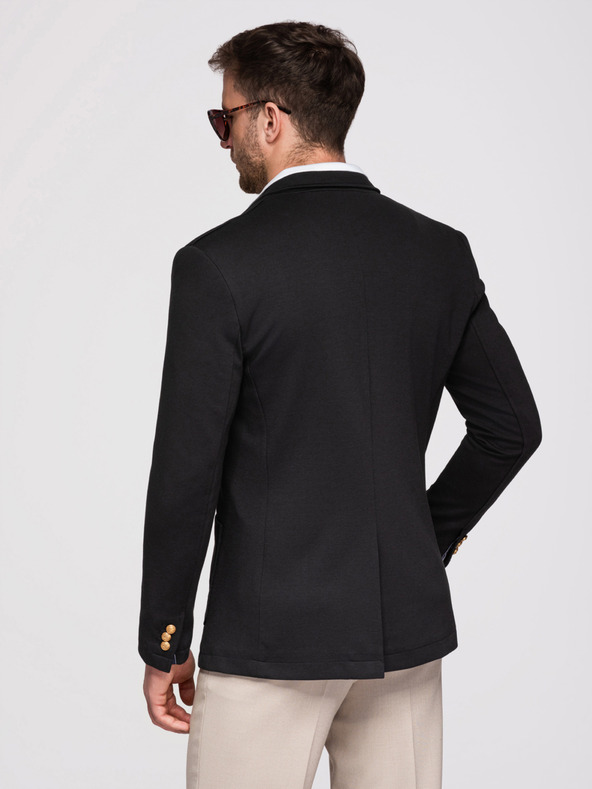Ombre Clothing Férfi klasszikus slim fit szabású blazer arany gombokkal és Heritage emblémával - fekete V2 OM-BLZB-0166 Ombre Clothing