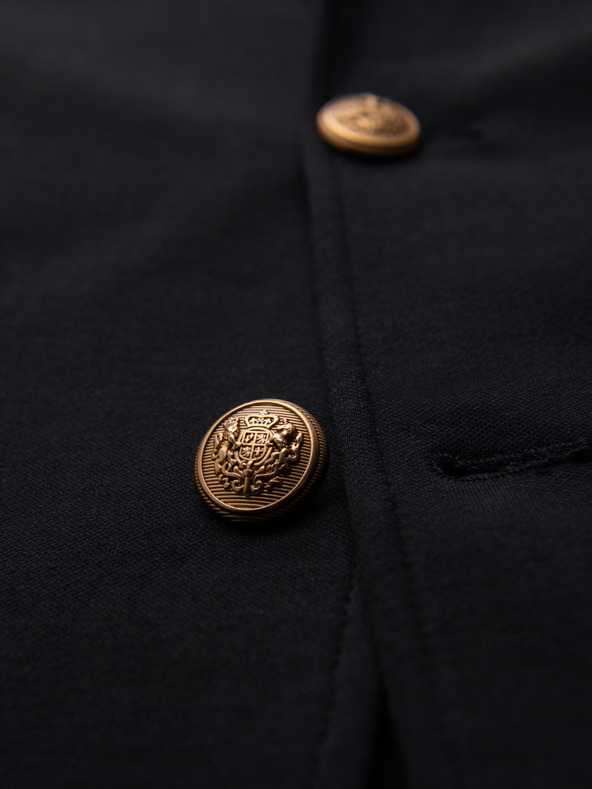 Ombre Clothing Férfi klasszikus slim fit szabású blazer arany gombokkal és Heritage emblémával - fekete V2 OM-BLZB-0166 Ombre Clothing