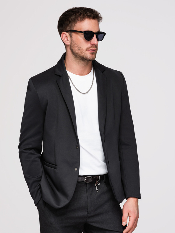 Ombre Clothing Férfi kapucnis dzseki sárkány applikációval a háton - fekete V1 OM-BLZB-0165 Ombre Clothing