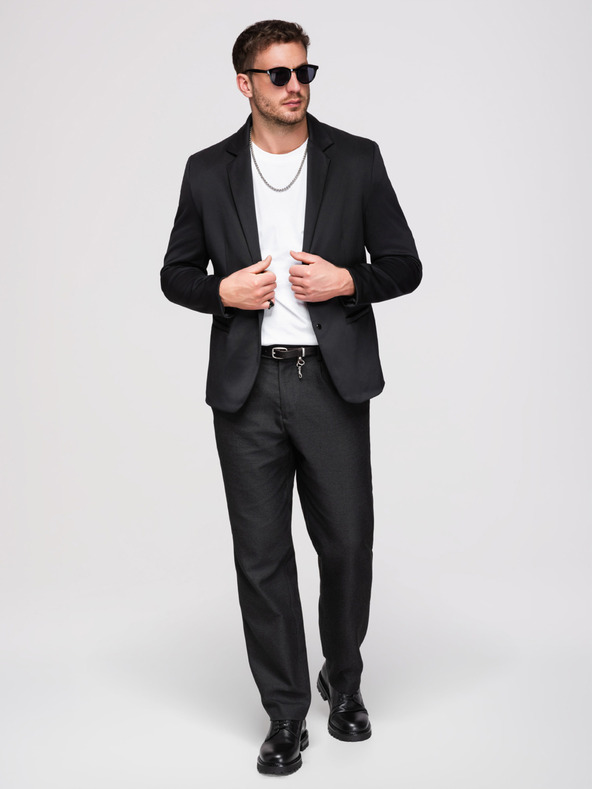 Ombre Clothing Férfi kapucnis dzseki sárkány applikációval a háton - fekete V1 OM-BLZB-0165 Ombre Clothing