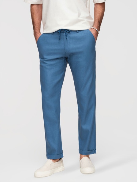 Ombre Clothing Férfi chino nadrág lenvászon keverékből - kék denim V5 P1522 Ombre Clothing