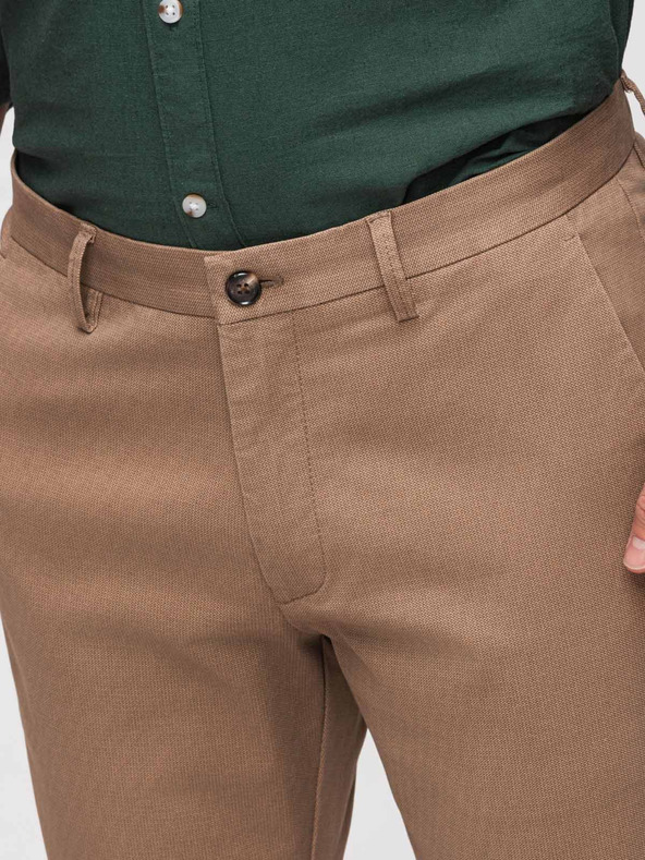 Ombre Clothing Férfi chino nadrág REGULAR FIT finom szerkezettel - sötét bézs V2 P1518 Ombre Clothing