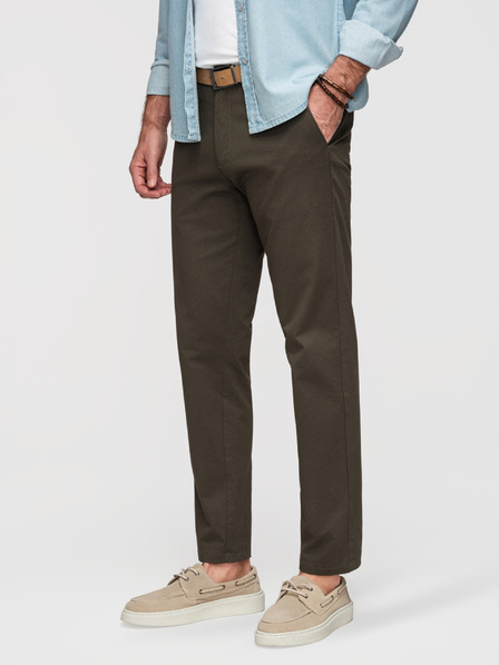 Ombre Clothing Férfi chino nadrág REGULAR FIT finom szerkezettel - sötétzöld V4 P1518 Ombre Clothing