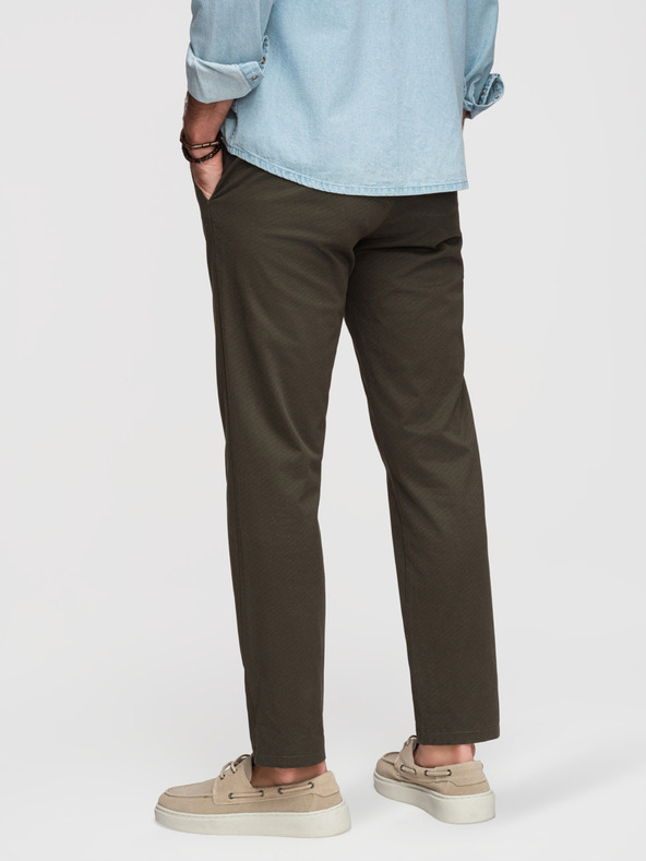 Ombre Clothing Férfi chino nadrág REGULAR FIT finom szerkezettel - sötétzöld V4 P1518 Ombre Clothing