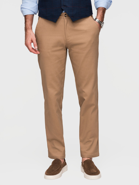 Ombre Clothing Férfi chino nadrág SLIM FIT - világos barna V2 P1524 Ombre Clothing