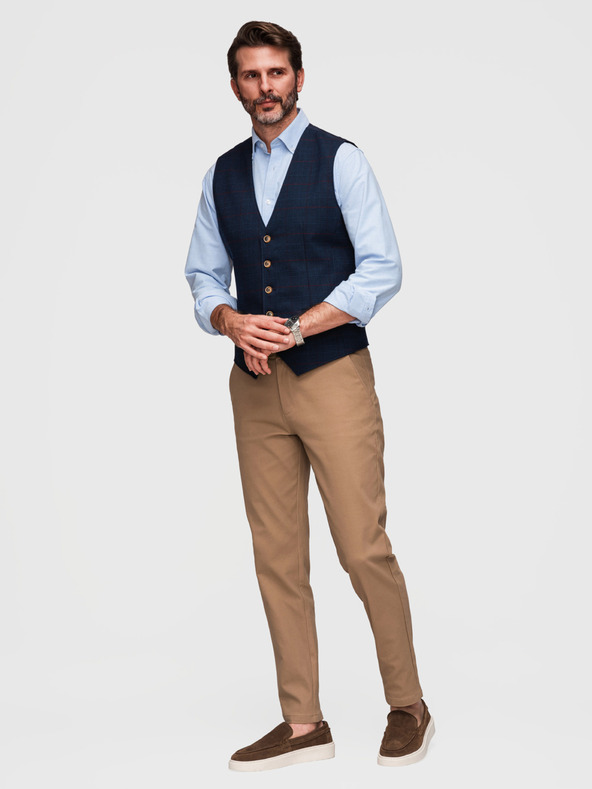 Ombre Clothing Férfi chino nadrág SLIM FIT - világos barna V2 P1524 Ombre Clothing