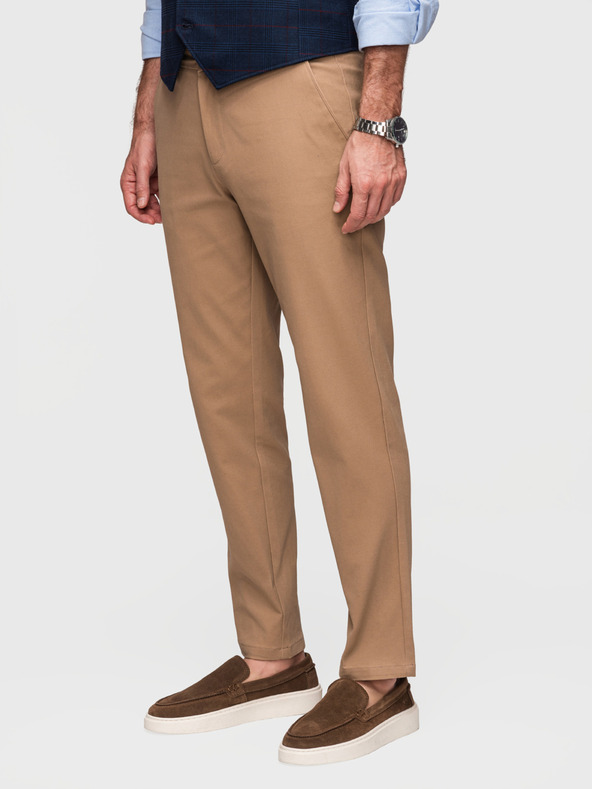 Ombre Clothing Férfi chino nadrág SLIM FIT - világos barna V2 P1524 Ombre Clothing