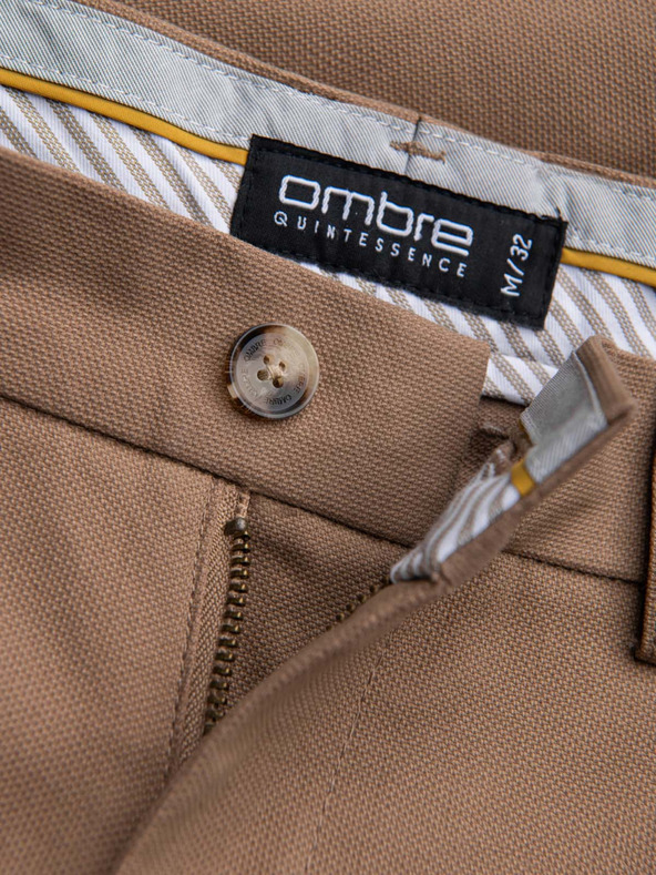 Ombre Clothing Férfi chino nadrág SLIM FIT - világos barna V2 P1524 Ombre Clothing