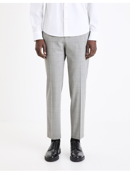 Celio Világosszürke férfi kockás chino nadrág Celio Gocarreau