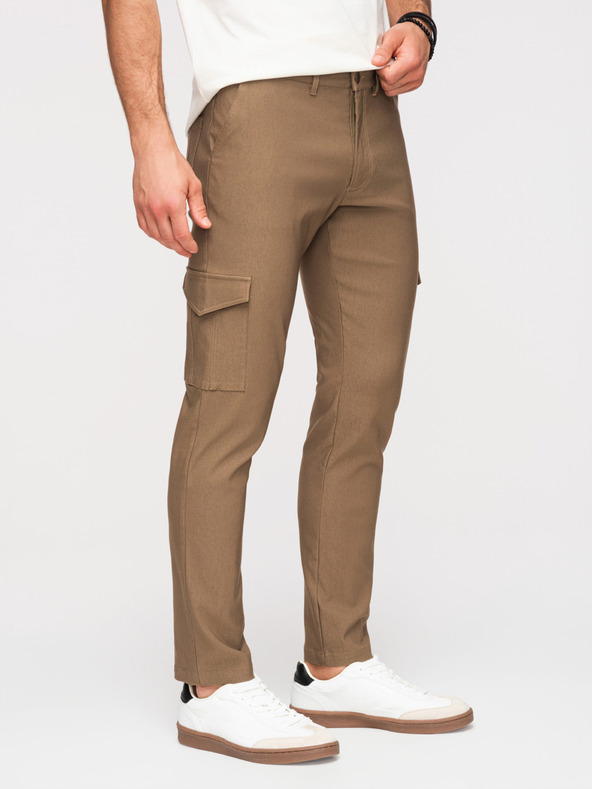 Ombre Clothing Férfi nadrág REGULAR cargo zsebbel - olívazöld V2 P1515 Ombre Clothing