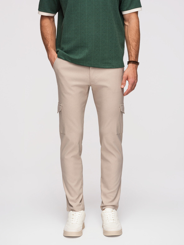 Ombre Clothing Férfi nadrág REGULAR cargo zsebbel - bézs V3 P1515 Ombre Clothing