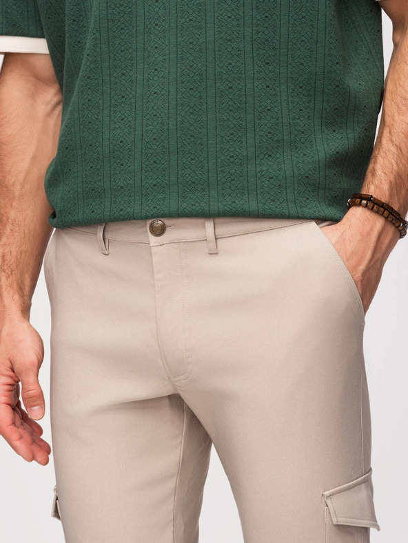 Ombre Clothing Férfi nadrág REGULAR cargo zsebbel - bézs V3 P1515 Ombre Clothing