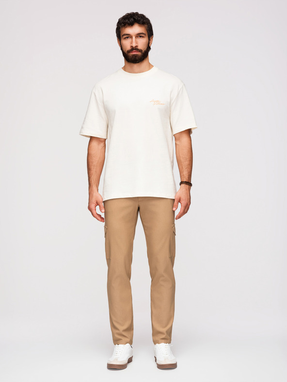 Ombre Clothing Férfi nadrág REGULAR cargo zsebbel - világosbarna V4 P1515 Ombre Clothing