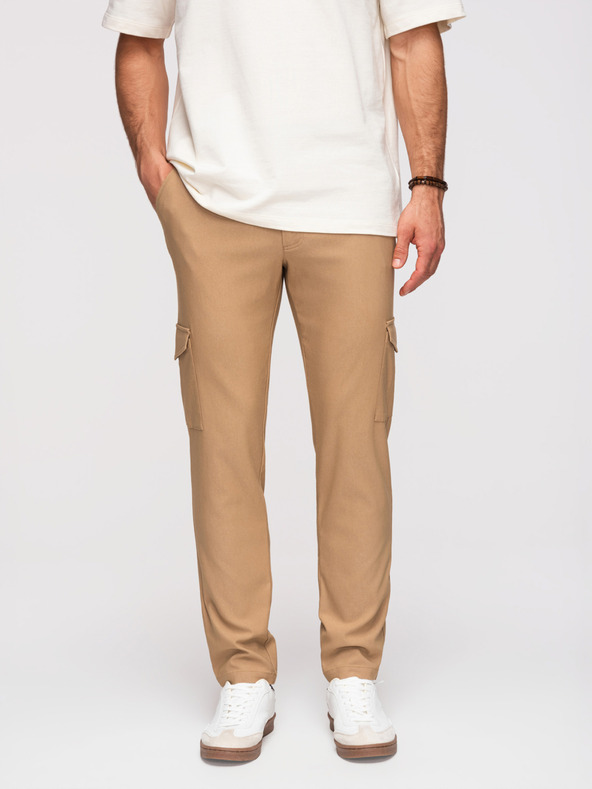 Ombre Clothing Férfi nadrág REGULAR cargo zsebbel - világosbarna V4 P1515 Ombre Clothing