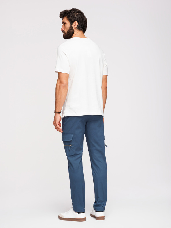 Ombre Clothing Férfi nadrág egyenes szárral és cipzáras zsebbel - sötétkék V1 P1517 Ombre Clothing