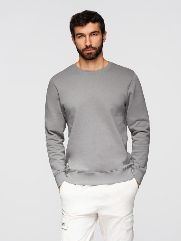 Ombre Clothing Férfi hoodie BASIC kerek nyakkal - szürke Ombre Clothing