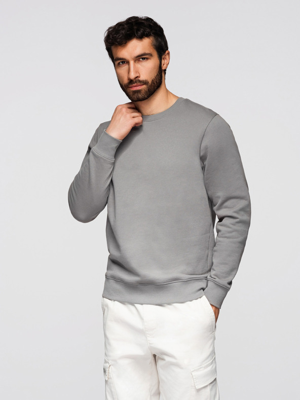 Ombre Clothing Férfi hoodie BASIC kerek nyakkal - szürke Ombre Clothing