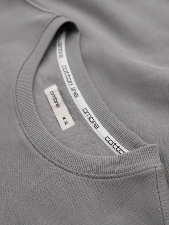 Ombre Clothing Férfi hoodie BASIC kerek nyakkal - szürke Ombre Clothing