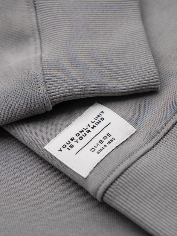 Ombre Clothing Férfi hoodie BASIC kerek nyakkal - szürke Ombre Clothing