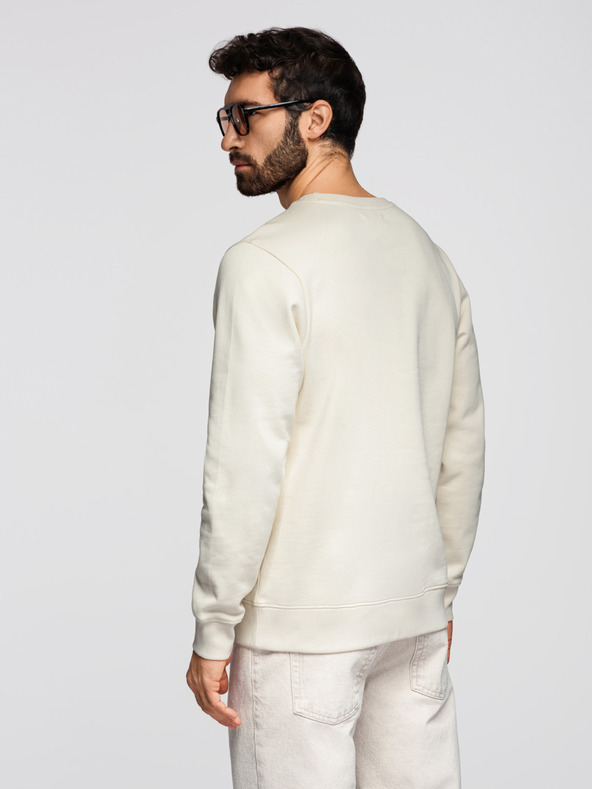 Ombre Clothing Férfi hoodie BASIC kerek nyakkal - krémszínű Ombre Clothing