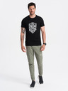 Ombre Clothing Fekete férfi nyomtatott póló Ombre Ruházat
