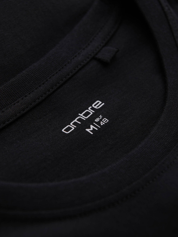 Ombre Clothing Fekete férfi nyomtatott póló Ombre Ruházat