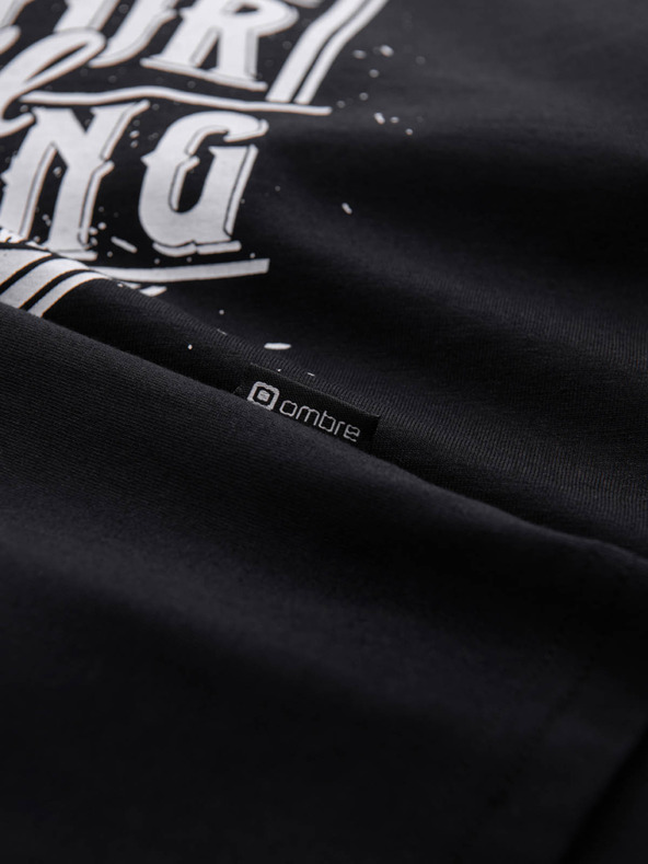 Ombre Clothing Fekete férfi nyomtatott póló Ombre Ruházat