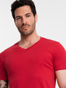 Ombre Clothing Piros férfi pamut alap férfi póló Ombre Ruházat