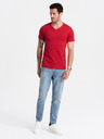 Ombre Clothing Piros férfi pamut alap férfi póló Ombre Ruházat