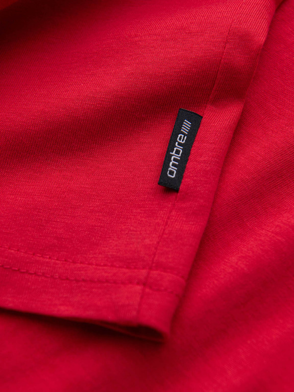 Ombre Clothing Piros férfi pamut alap férfi póló Ombre Ruházat