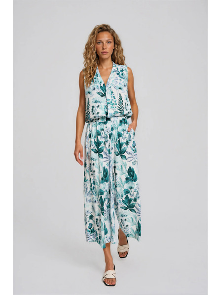 Moodo Világos virágos culottes nadrág