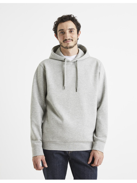 Celio Szürke férfi alap kapucnis pulóver Celio