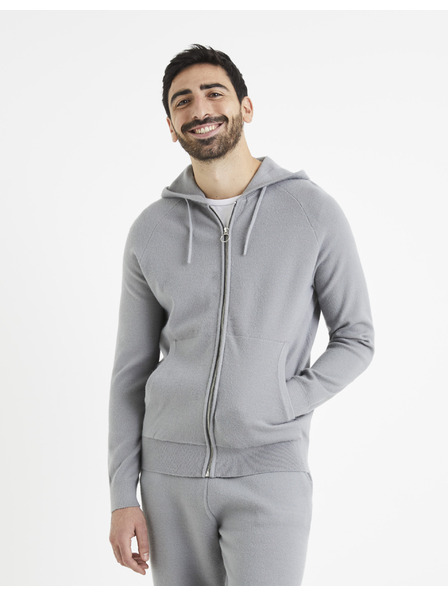 Celio Szürke férfi kapucnis pulóver Celio
