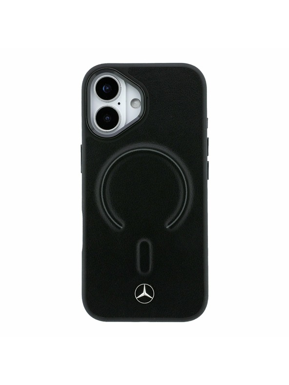 Mercedes Mercedes PU Leather 3D MagSafe Hátsó Tok iPhone 17-hez Fekete