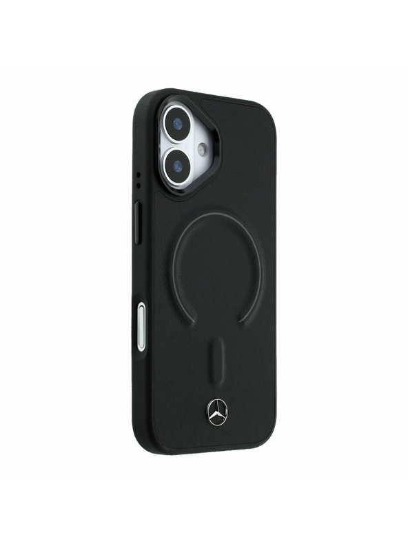 Mercedes Mercedes PU Leather 3D MagSafe Hátsó Tok iPhone 17-hez Fekete