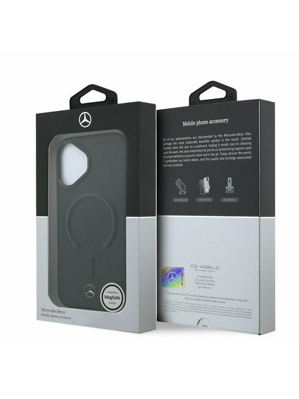 Mercedes Mercedes PU Leather 3D MagSafe Hátsó Tok iPhone 17-hez Fekete