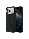 Mercedes Mercedes PU Leather 3D MagSafe Hátsó Tok iPhone 17 Pro-hoz Fekete
