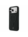Mercedes Mercedes PU Leather 3D MagSafe Hátsó Tok iPhone 17 Pro-hoz Fekete