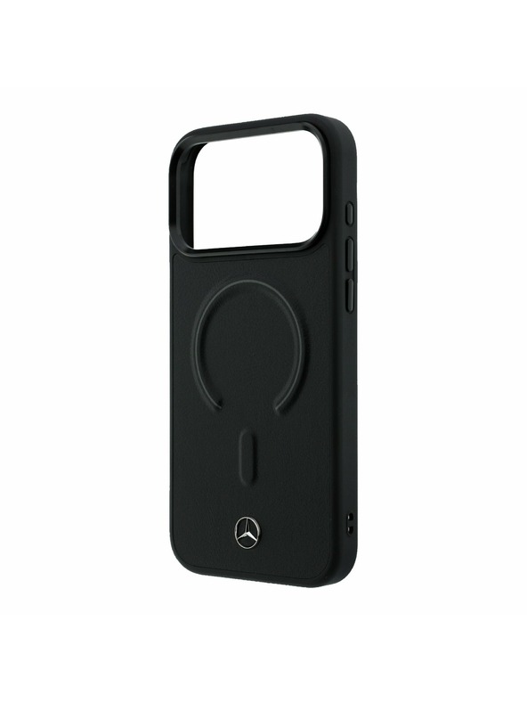 Mercedes Mercedes PU Leather 3D MagSafe Hátsó Tok iPhone 17 Pro-hoz Fekete