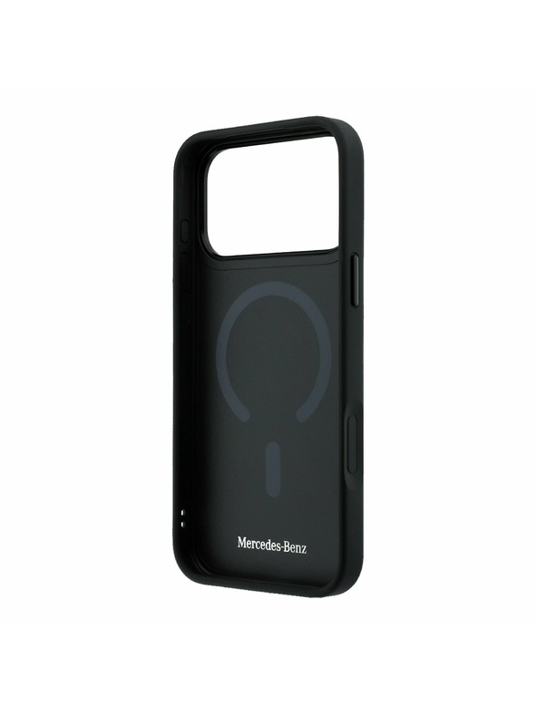 Mercedes Mercedes PU Leather 3D MagSafe Hátsó Tok iPhone 17 Pro-hoz Fekete